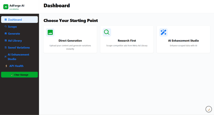 Facebook Ad Library & AI Creative Platform